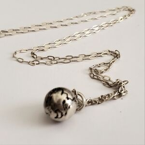 925 Sterling Silver Planet Earth Necklace with lovely patina
